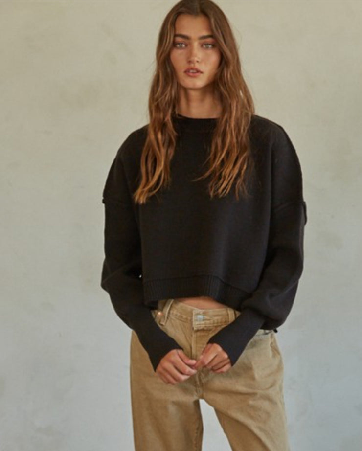 Aimee Crewneck Sweater: Black
