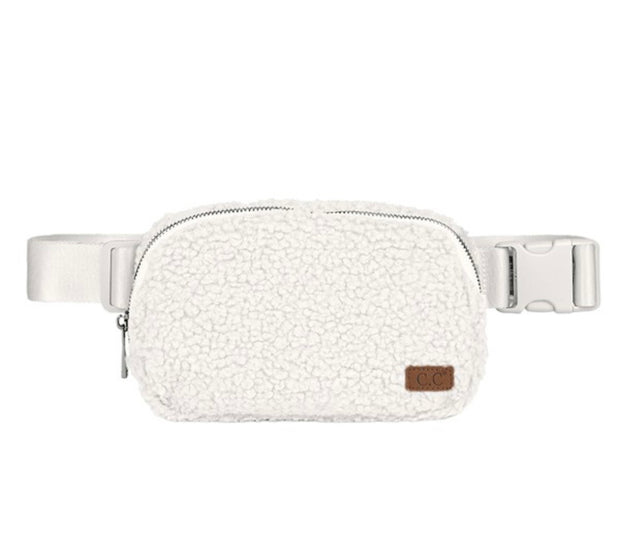 CC BRAND Places To Go Sherpa Belt Bag: Ivory