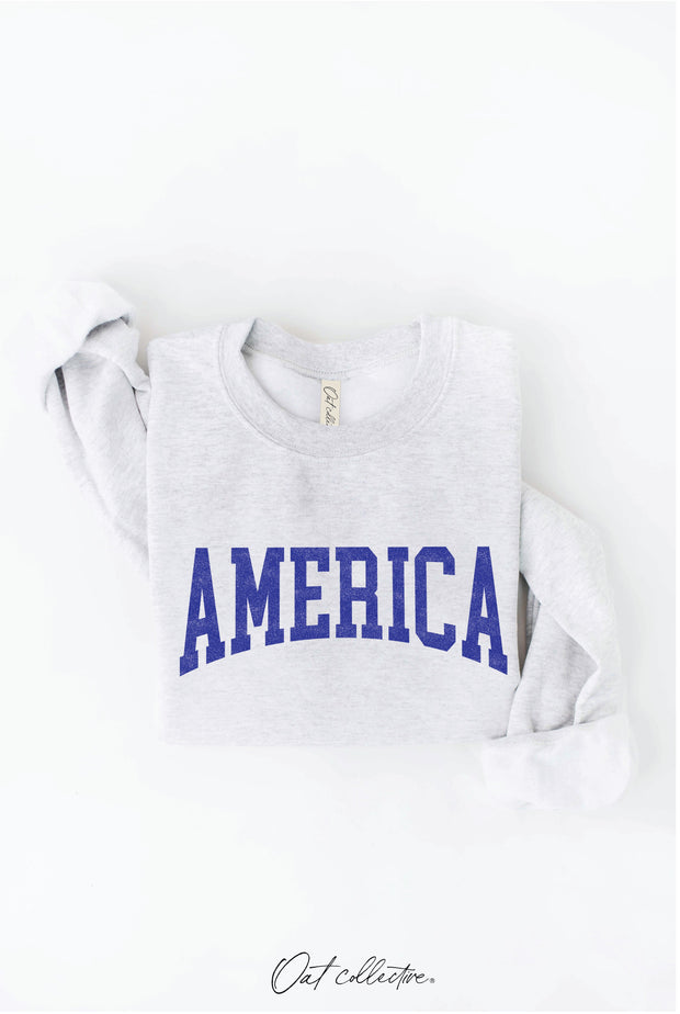 America Graphic Crewneck Sweatshirt: Heather Gray