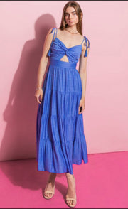Calista Tiered Maxi Dress: Cobalt