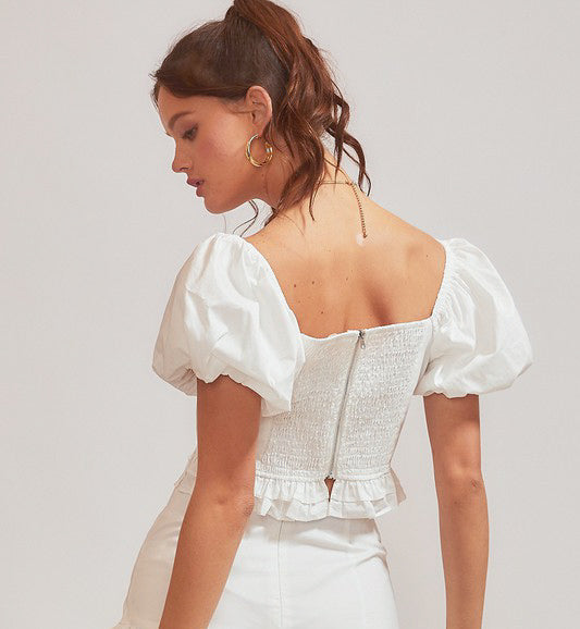 A Simple Life Balloon Sleeve Top: Off White