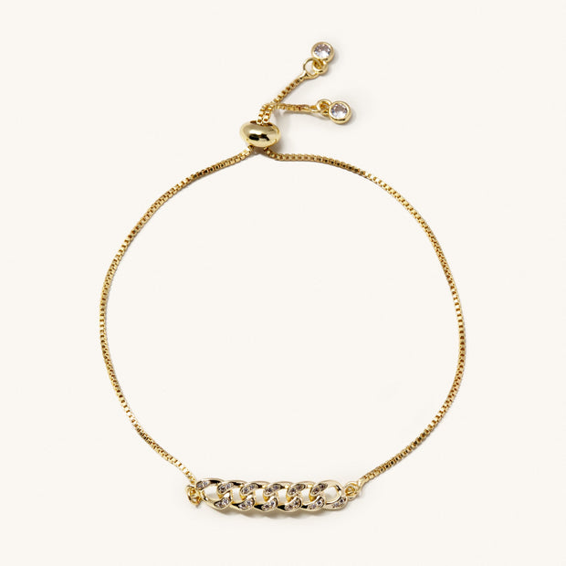 Sienna  Pave Braided Slider Bracelet: Gold
