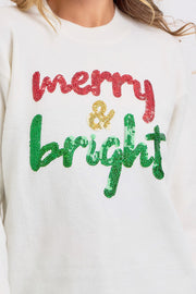 Merry & Bright Sequin Crewneck Sweater: Ivory