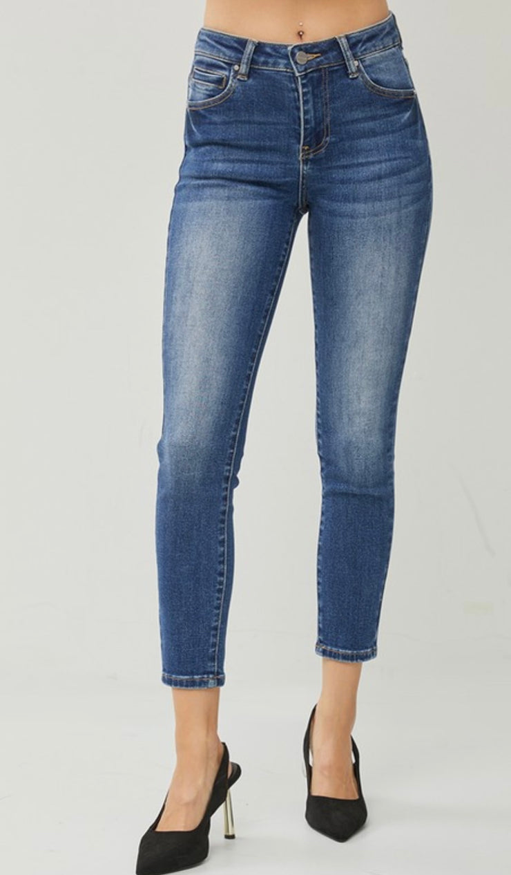 Collette High Rise Ankle Skinny Jeans: Dark