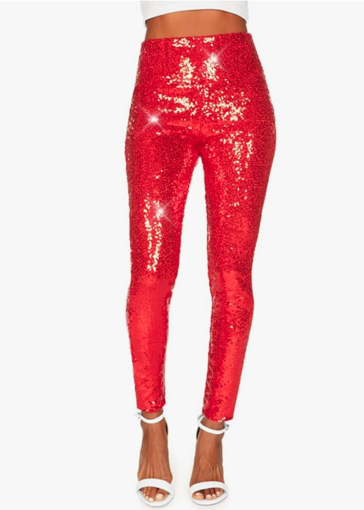 Tinley Sequin Leggings: Red