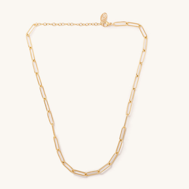 Sasha Gold Paperclip Chain Necklace {Waterproof} : Gold