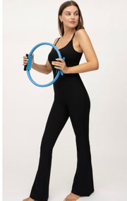 90 Degrees Scarlett Flare Luxe Athletic Jumpsuit: Black