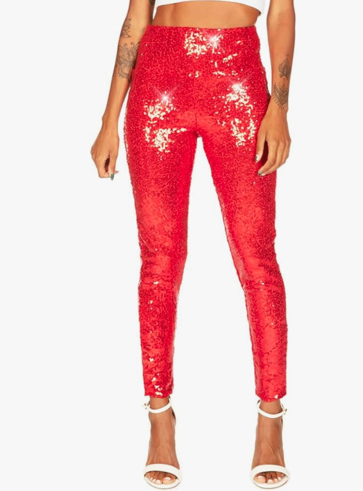 Tinley Sequin Leggings: Red