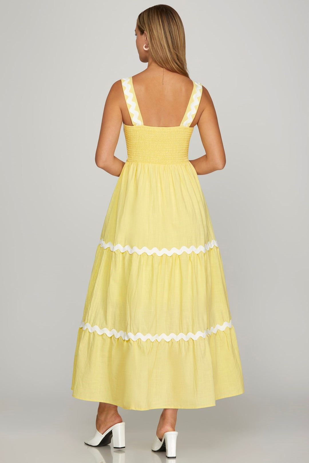 Just Day Dreaming Ric Rac Midi Dress: Lemon