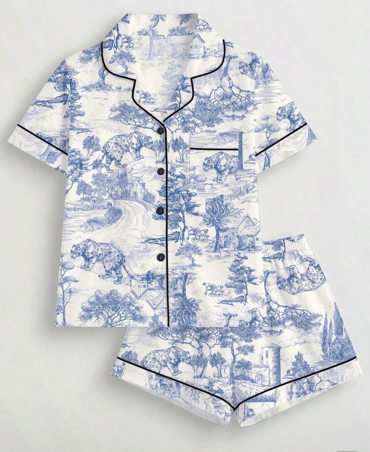 Blue Belle Toile Sleepwear Set