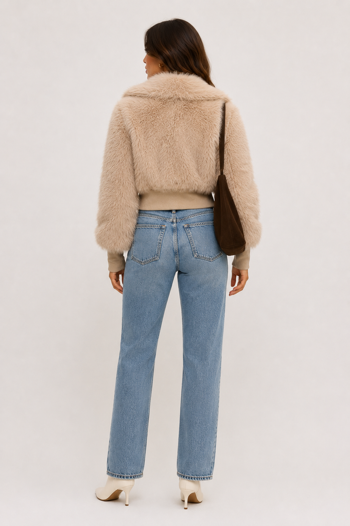 Fiona Fur Jacket: Taupe