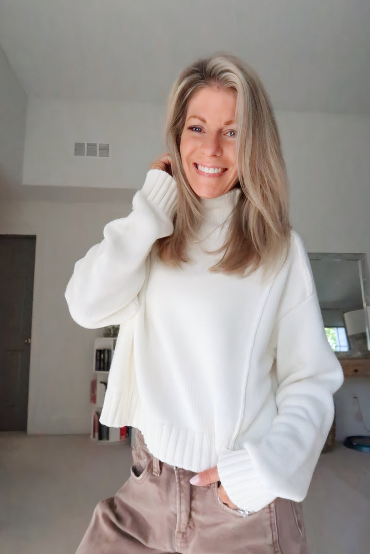 Julia Mock Neck Sweater: Ivory