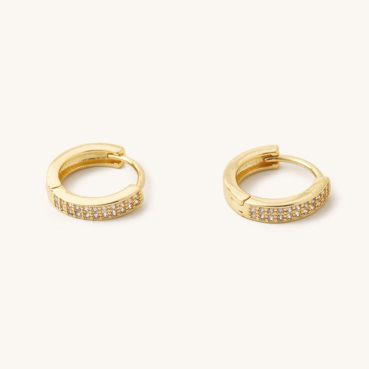 Diana Pave Huggie Earrings: Gold