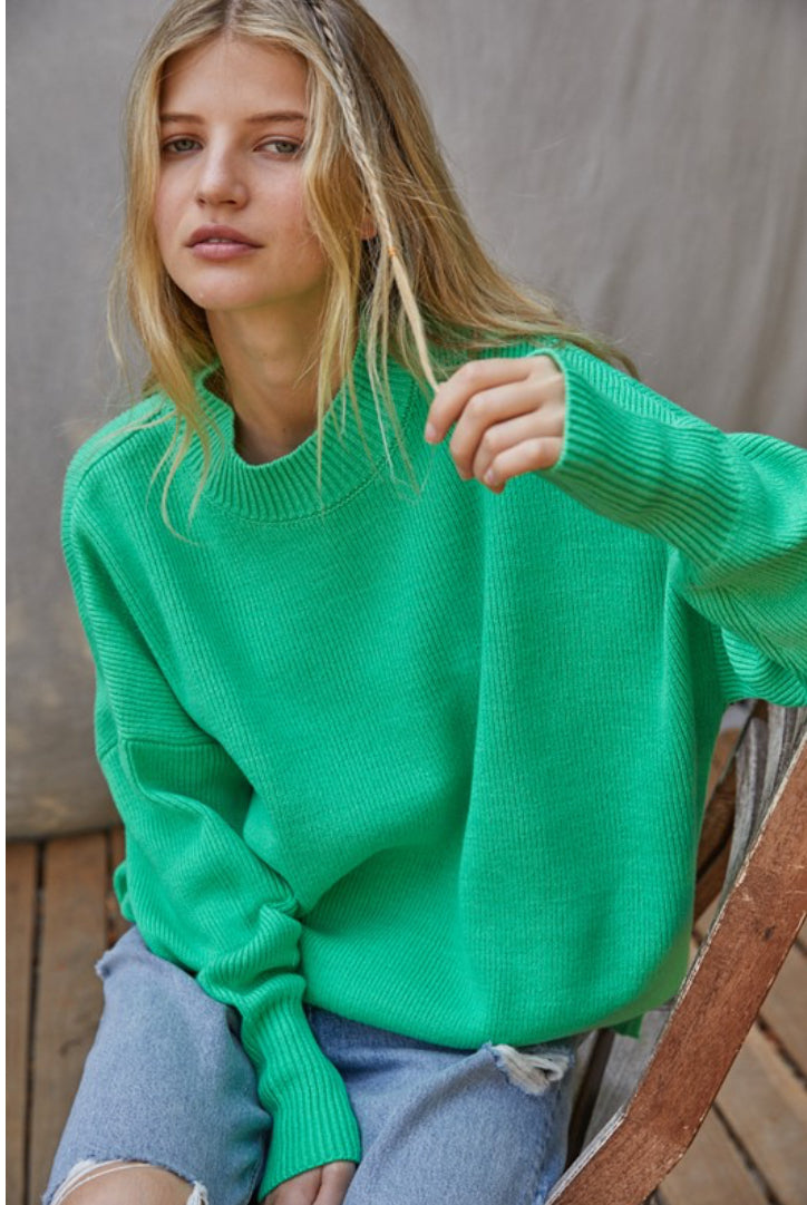 Green With Envy Oversized Sweater: Shamrock