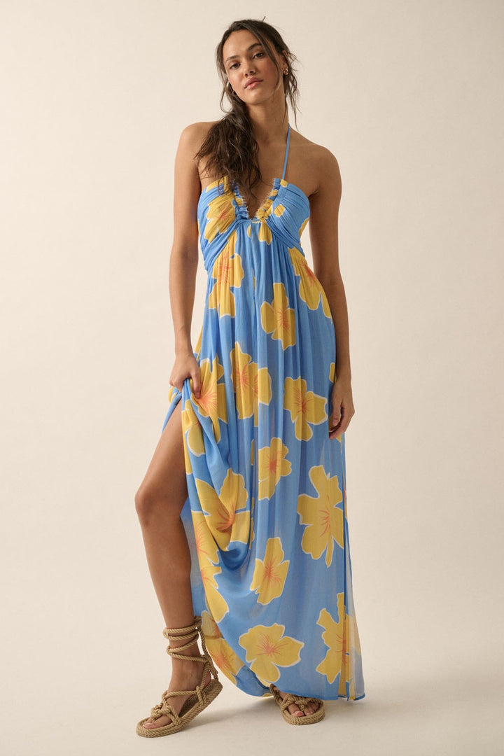 Walk On The Beach Halter Maxi Dress