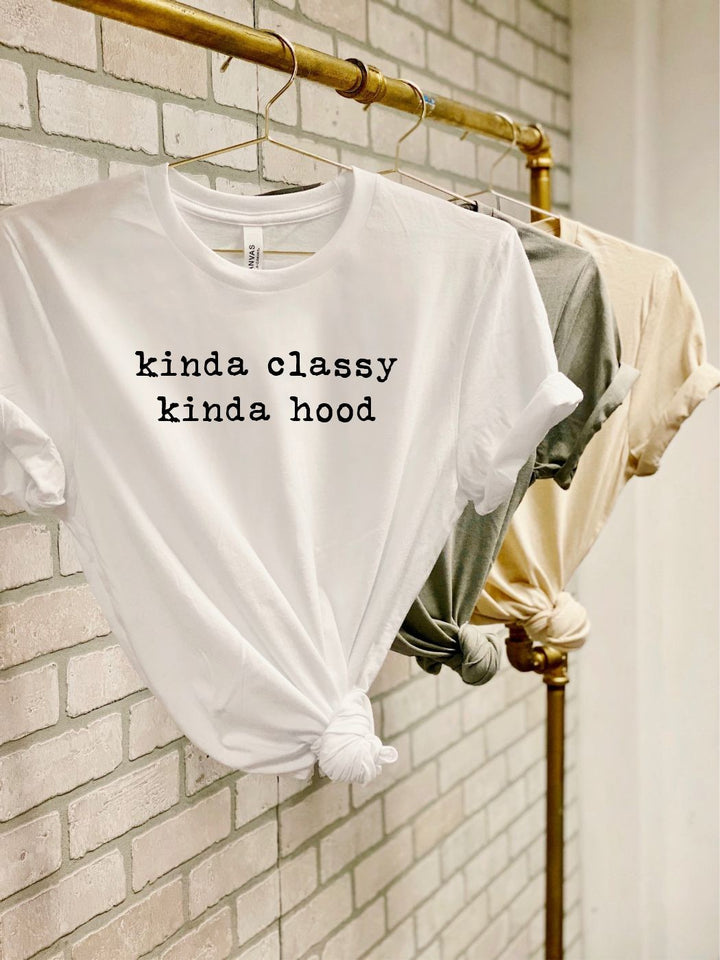 Kinda Classy Kinda Hood Graphic Tee: White