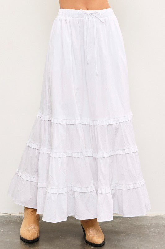 Belinda Tiered Maxi Skirt: White
