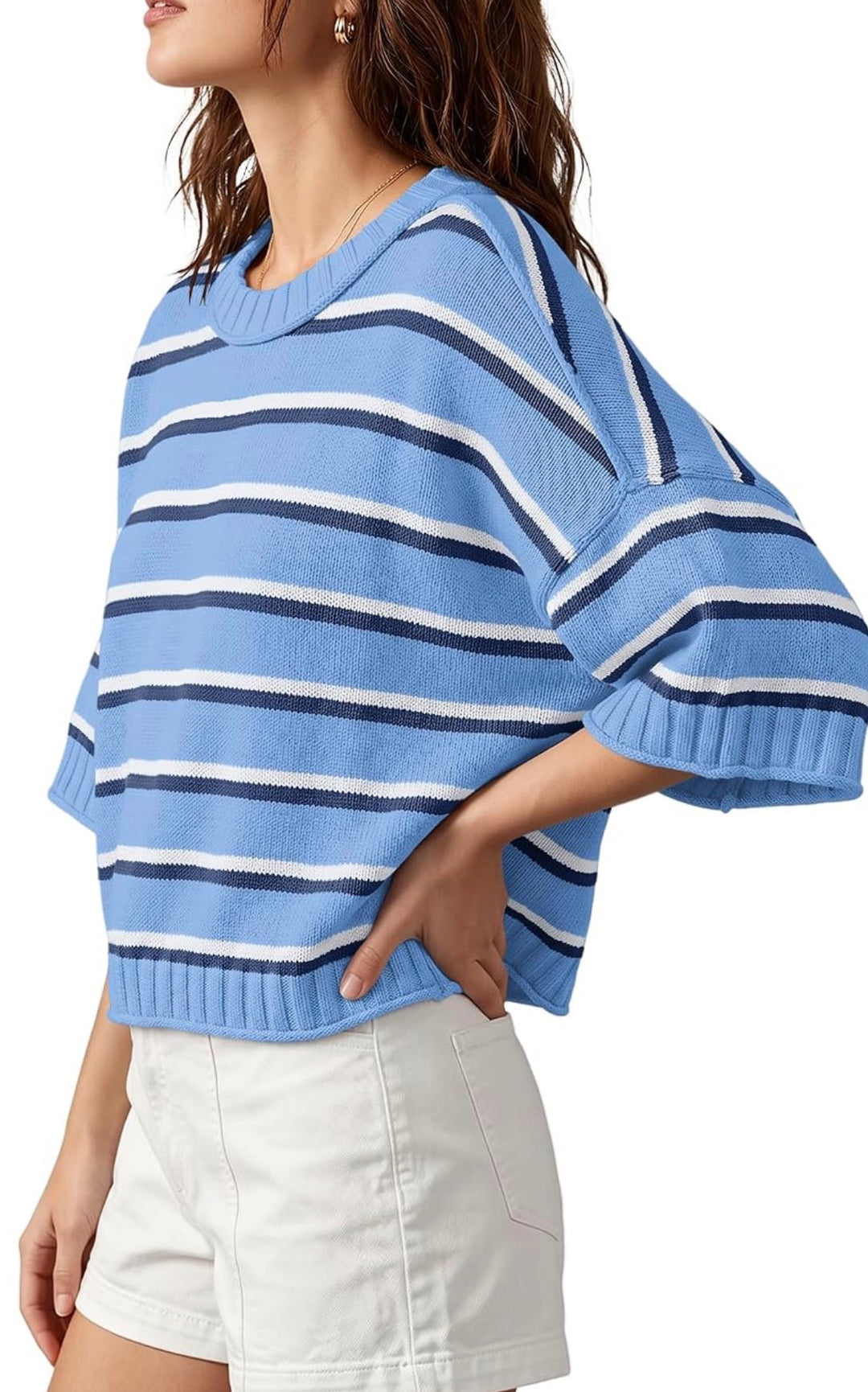Coastal Seas Stripe Sweater: Blueberry