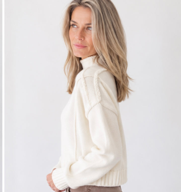 Julia Mock Neck Sweater: Ivory