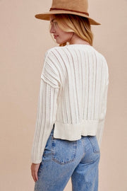 Brooke Pointelle Knit Sweater: Ivory