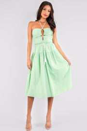 Hannah Tie Halter Maxi Dress: Green Apple