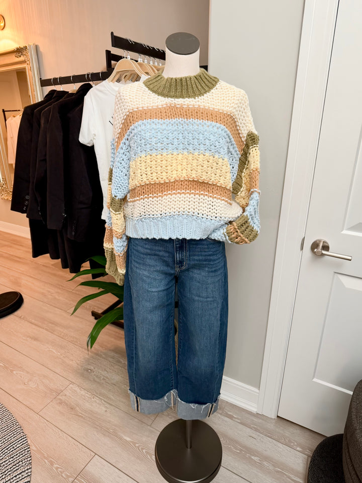 Olivia Side Seam Cuff Barrel Jeans: Dark