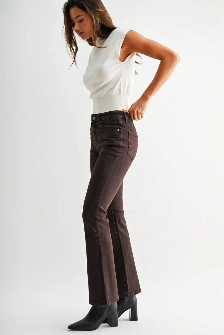 Blair High Rise Boot Cut Jeans: Chocolate