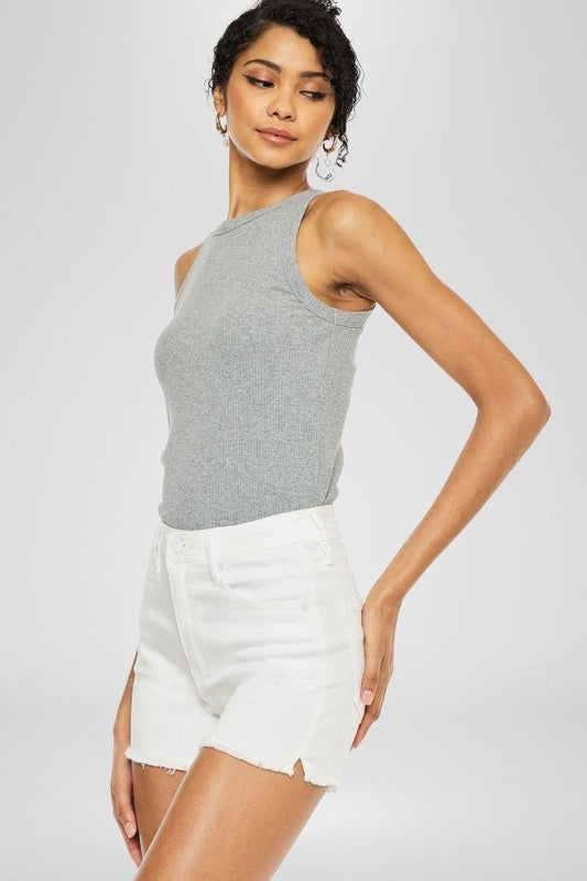 Alex High Rise Denim Shorts: White