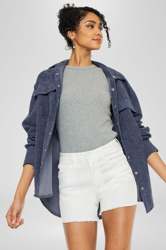 Alex High Rise Denim Shorts: White