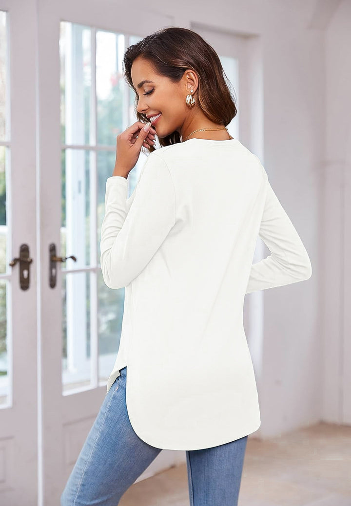 Everyday Essential Long Sleeve Tunic Shirt: White