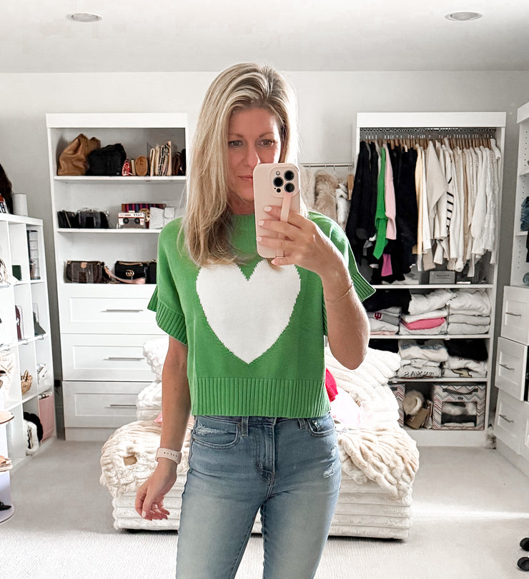 So In Love Cap Sleeve Sweater: Shamrock