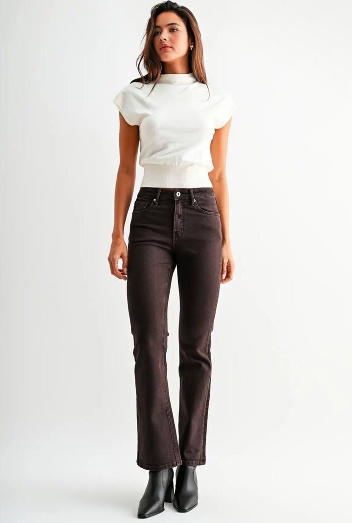 Blair High Rise Boot Cut Jeans: Chocolate