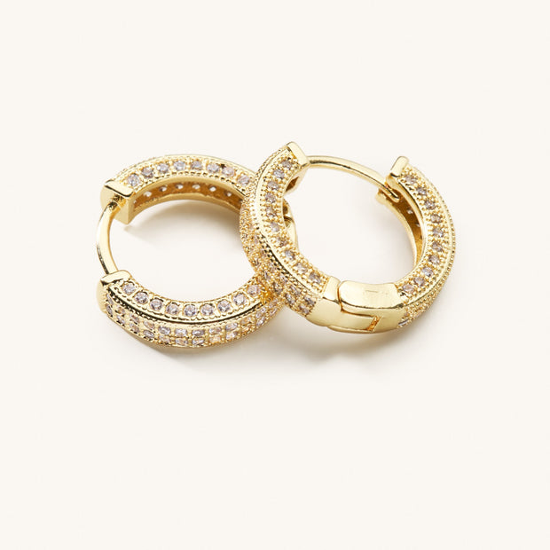Winona Pave Hoop Earrings: Gold
