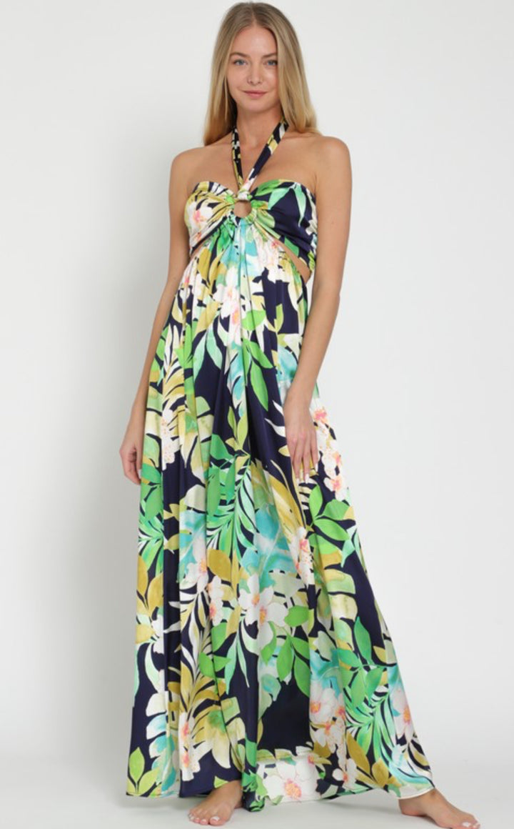 Beach Sunrise Halter Maxi Dress