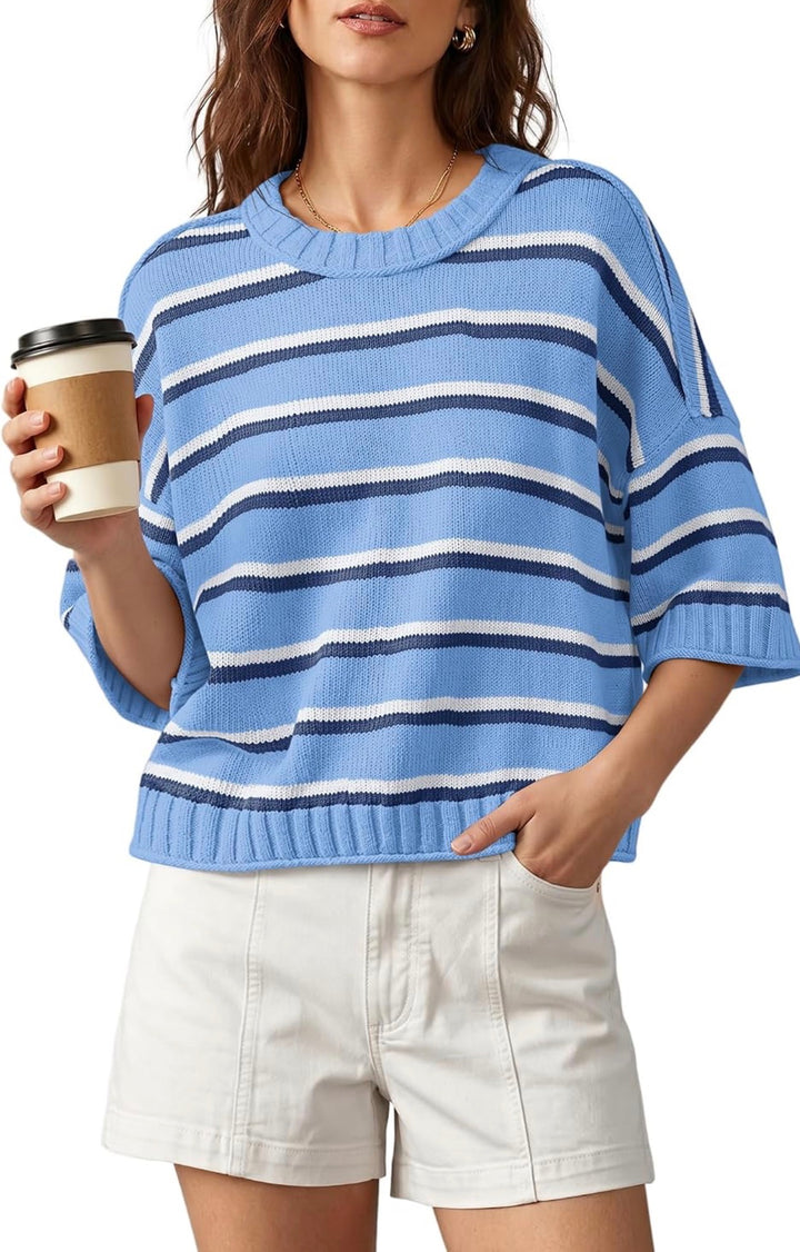 Coastal Seas Stripe Sweater: Blueberry