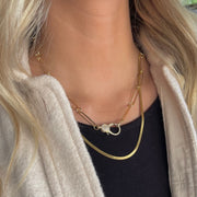 Skinny Herringbone Necklace {Waterproof} : Gold