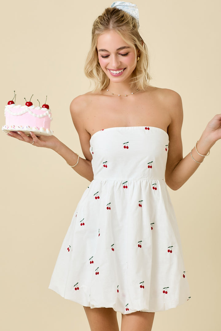 Cherry On Top Bubble Strapless Dress