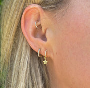 Diana Pave Huggie Earrings: Gold