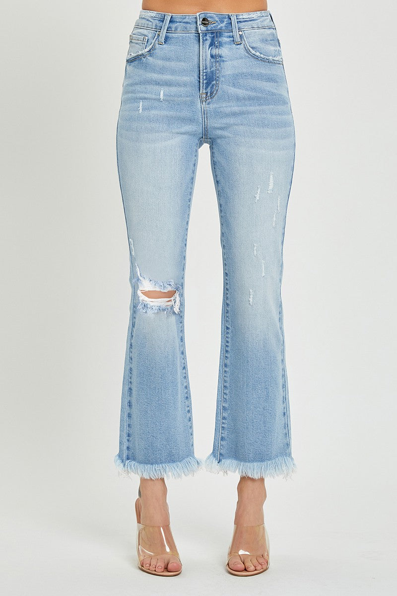 Risen Morgan High Rise Crop Ankle Jeans: Light Wash