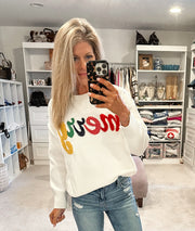 MERRY Embroidered Crewneck Sweater