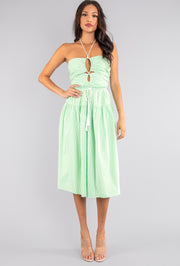 Hannah Tie Halter Maxi Dress: Green Apple