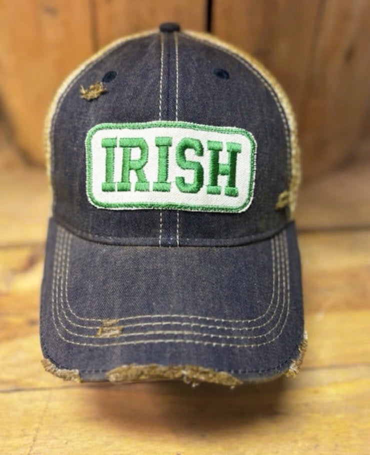 Irish Distressed Mesh Snapback Baseball Hat