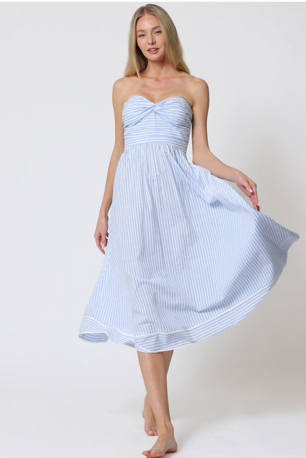 Delilah Smocked Stripe Midi Dress