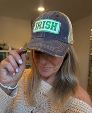 Irish Distressed Mesh Snapback Baseball Hat