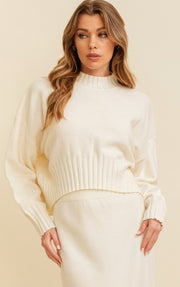 Eileen Mock Neck Sweater: Cream