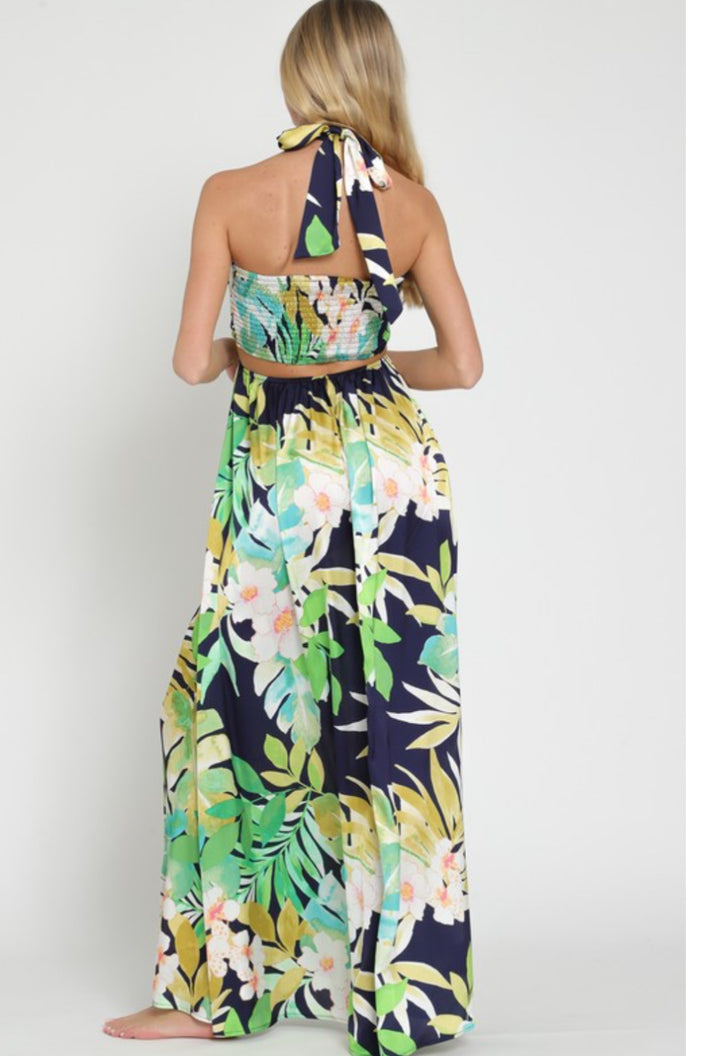 Beach Sunrise Halter Maxi Dress