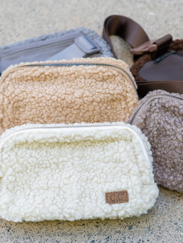 CC BRAND Places To Go Sherpa Belt Bag: Ivory