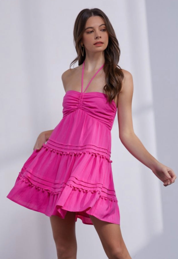 Sunday On The Boardwalk Dress: Hot Pink