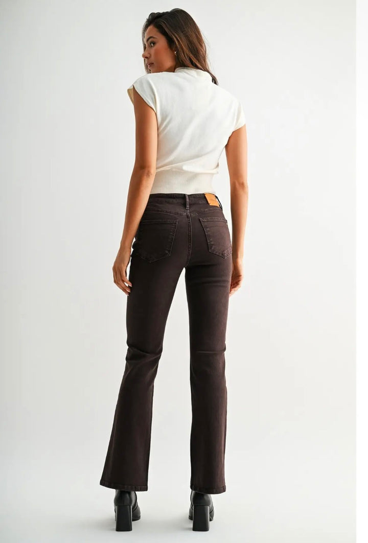 Blair High Rise Boot Cut Jeans: Chocolate