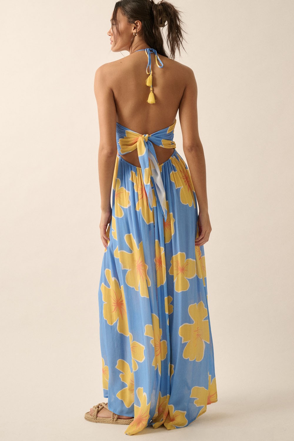 Walk On The Beach Halter Maxi Dress